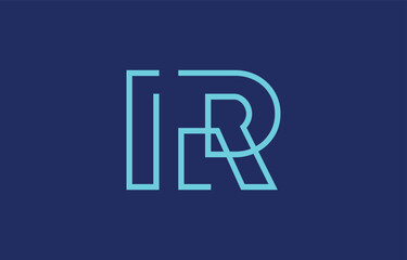 Illustration of creative typography featuring stylized letters I and R with a minimal blue color theme, suitable for branding and graphic design inspiration.