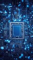Central Processing Unit, Circuit Board, Data Flow, Technology,  Digital, Background Lights, Computing Power, Tech Illustration