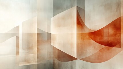 Abstract composition featuring geometric shapes and curved lines artwork