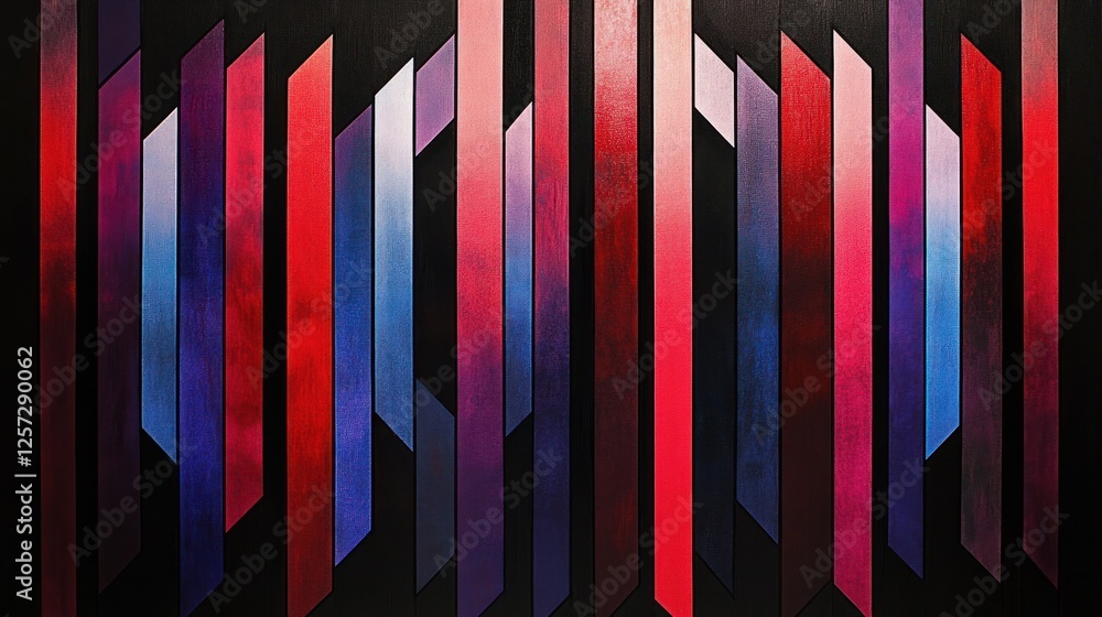 Poster abstract art featuring colorful vertical bars on a black background