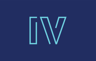 Obraz premium Illustration of creative typography featuring stylized letters I and V with a minimal blue color theme, suitable for branding and graphic design inspiration.