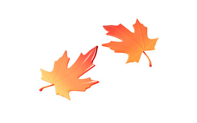 Cartoon maple leaves model, autumn maple leaves, 3d rendering.