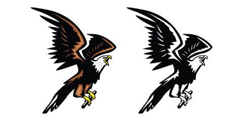 Flying eagle vector template isolated on white background