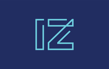 Illustration of creative typography featuring stylized letters I and Z with a minimal blue color theme, suitable for branding and graphic design inspiration.