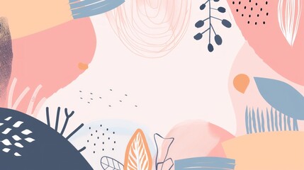 Abstract Pastel Floral Artwork: A Serene Pink and Peach Composition