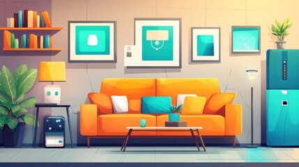 Bright and Modern Living Room with Colorful Furniture and Decor