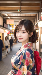 Fototapeta premium 着物を着た若い女性