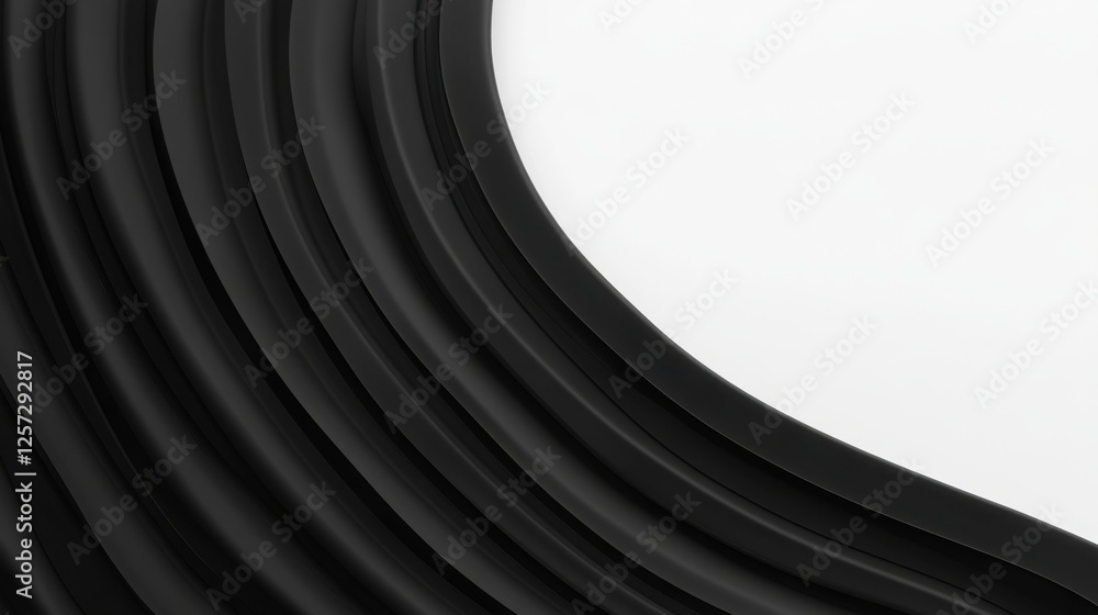 Poster a minimalist abstract design featuring smooth black curves against a light background, creating a se