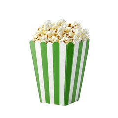 Green Striped Popcorn Bucket Movie Night Snack isolated on transparent background
