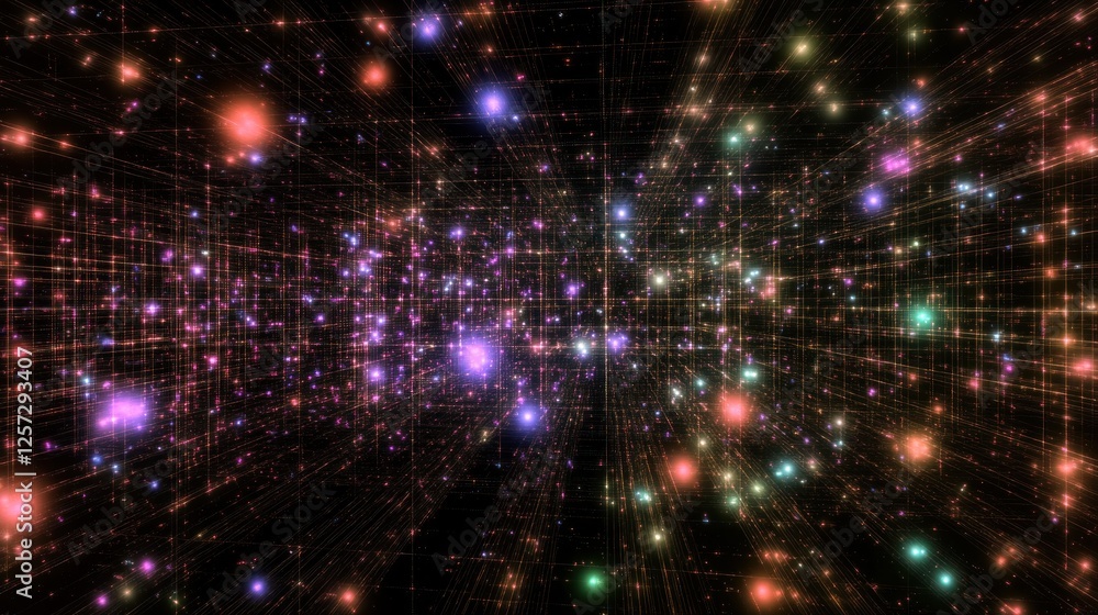 Aufkleber Abstract rendering of a technological grid with glowing elements