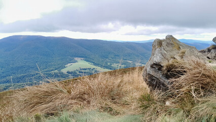 Beautiful view of Carpathians from mountain top.