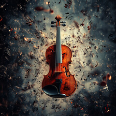 Fototapeta premium Melodic symphony of a violin abstract setting artistic rendering ethereal atmosphere close-up musical inspiration