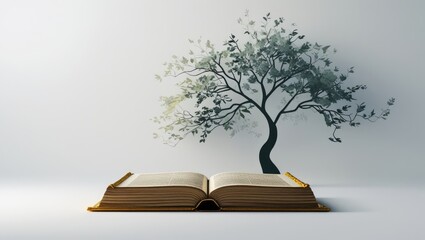 International Children's Book Day Image is a conceptual and artistic photograph featuring an open book with a vintage appearance, In enhancing the serene and imaginative atmosphere of the composition.