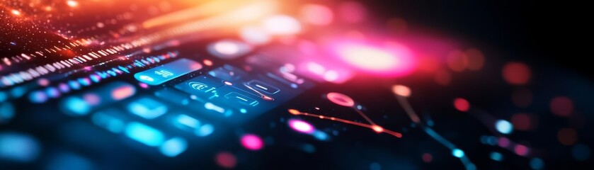 Cosmic web developer, futuristic galaxy-themed UI glowing in the dark