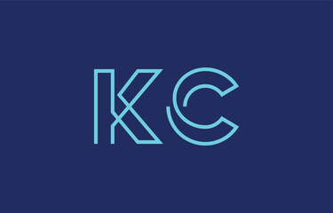 Illustration of creative typography featuring stylized letters K and C with a minimal blue color theme, suitable for branding and graphic design inspiration.
