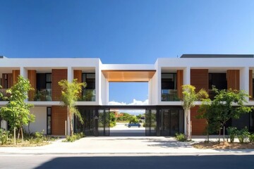 Fototapeta premium Contemporary Residential Building with Minimalist Architecture