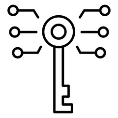 Simple Cybersecurity Outline Icon – Data Protection and Digital Security Symbols