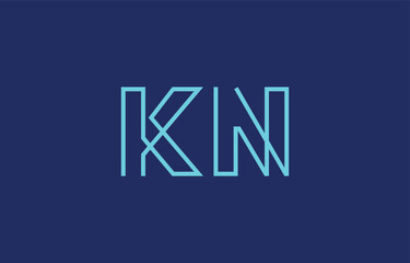 Illustration of creative typography featuring stylized letters K and N with a minimal blue color theme, suitable for branding and graphic design inspiration.