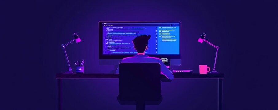 Minimalist UI designer coding a clean web interface on a dark-themed editor
