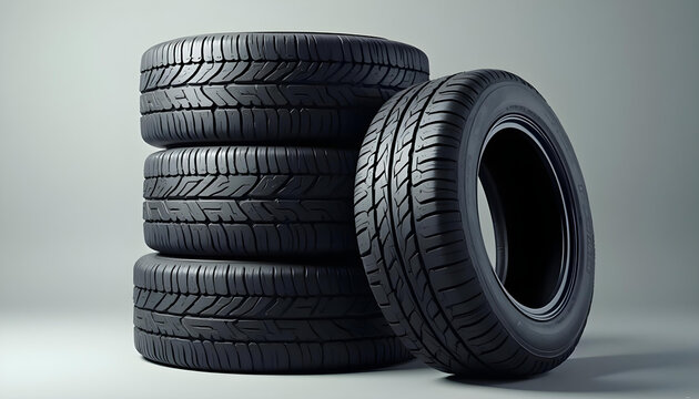 a stack of tires on a white background
