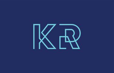 Illustration of creative typography featuring stylized letters K and R with a minimal blue color theme, suitable for branding and graphic design inspiration.