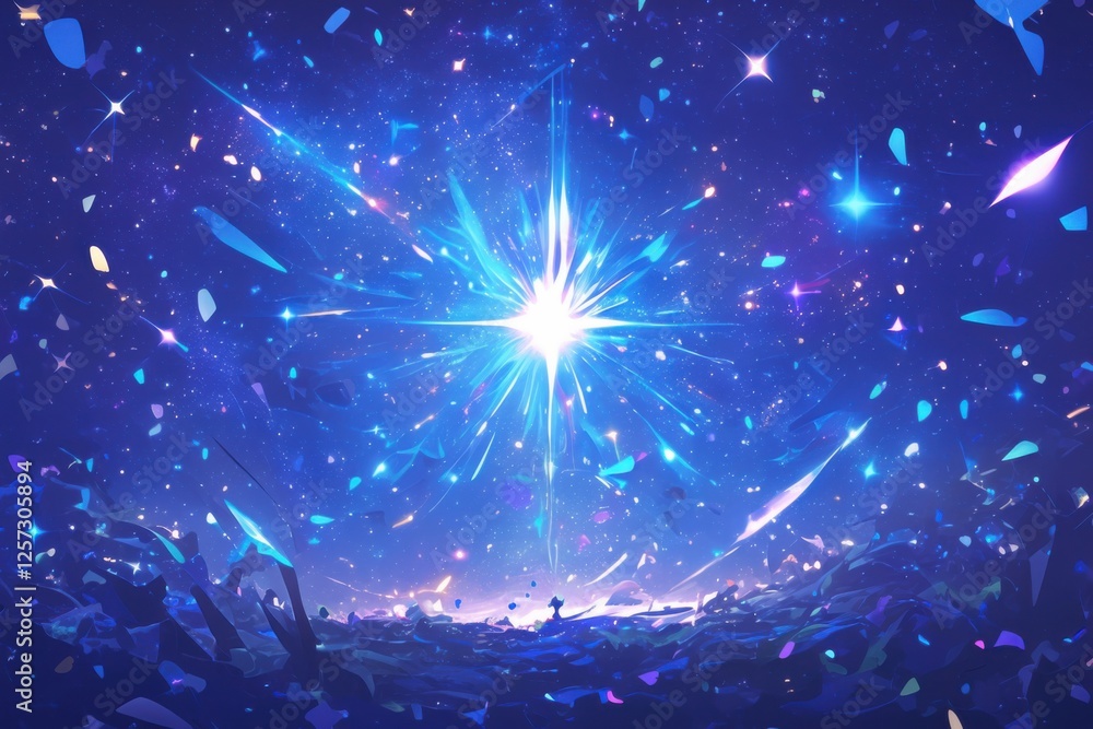 Wall mural abstract radiant cosmic bursts with dynamic hues. set against a deep space background. emphasizing e