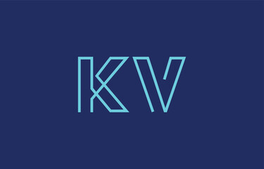Illustration of creative typography featuring stylized letters K and V with a minimal blue color theme, suitable for branding and graphic design inspiration.