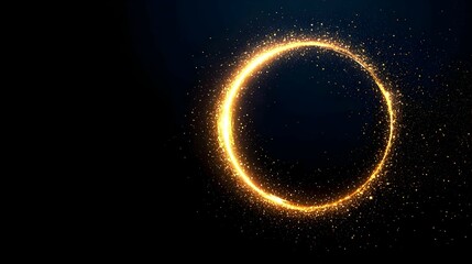 Golden Circle Frame With Sparkles On Black Background