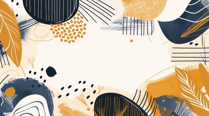 Abstract Autumnal Art: A Modern  Composition of Warm Hues and Geometric Shapes