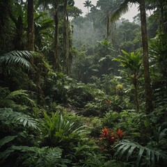 Fototapeta premium tropical forest with palm trees