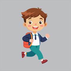 School Kid happily Going Their School Vector