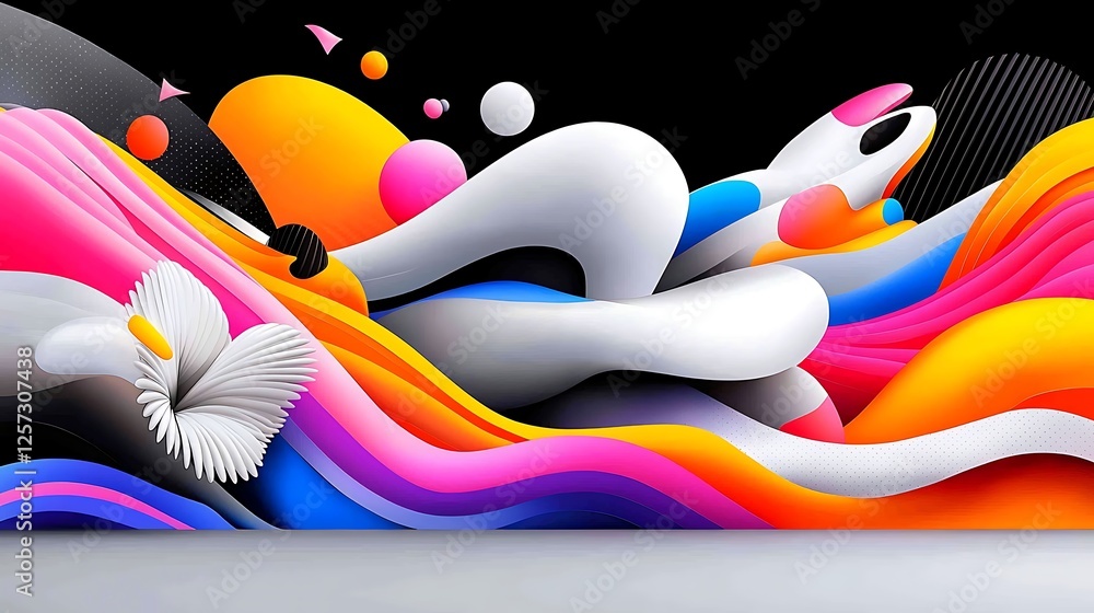 Poster abstract colorful geometric design with fluid shapes