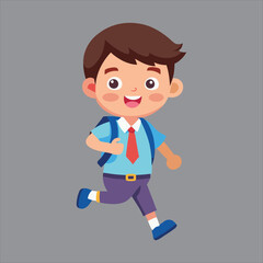 School Kid happily Going Their School Vector