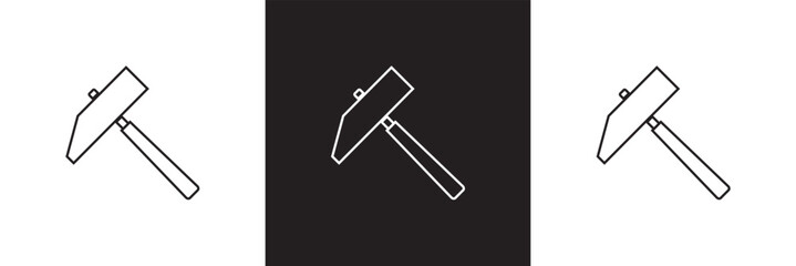 Hammer icon with a curved claw and solid handle. isolated on white and black background. vector illustration. EPS 10