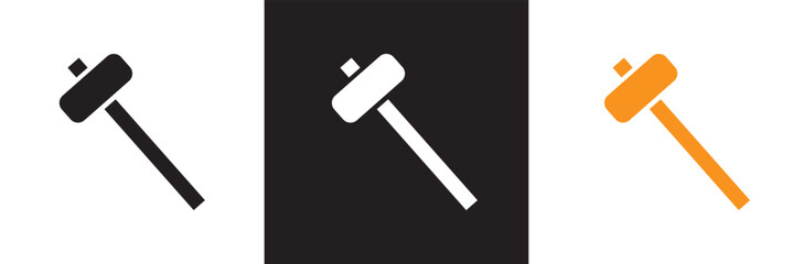 Hammer icon with a curved claw and solid handle. isolated on white and black background. vector illustration. EPS 10