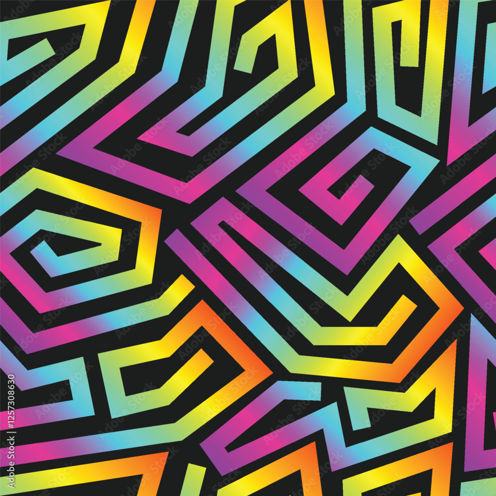 Aufkleber abstract colorful lines pattern fashion ornament psychedelic stripe seamless pattern background