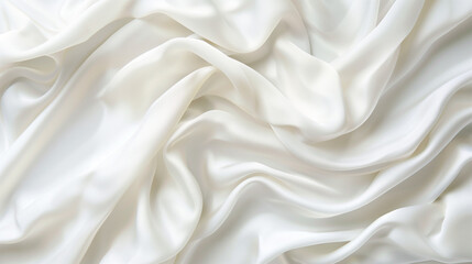 Obraz premium Wrinkled and waved white fabric, creating a soft, textured look with gentle folds and creases, evoking a sense of movement and elegance.