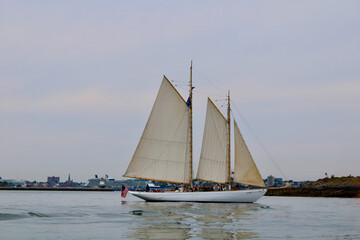 Giant schooner sailing in Maine
