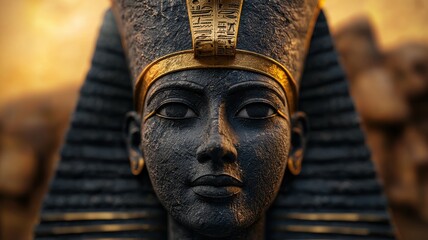 Exploring ancient egyptian artifacts egypt historical sculpture desert environment close-up perspective cultural heritage