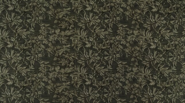 Dark Olive Green Floral Fabric Texture