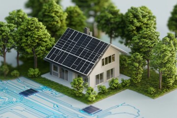 Smart home with solar panels and solar panel concept design