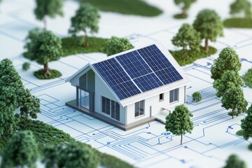 Smart home with solar panels and solar panel concept design