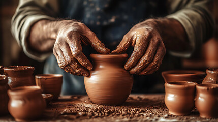 Artisan Hands Shaping Clay Pot
