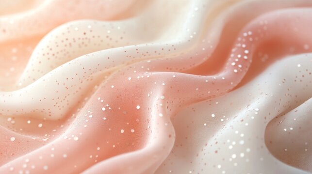 Elegant fabric drapes in soft peach white hues with sparkles