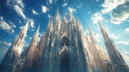 Obraz premium Cathedral Under a Beautiful Blue Sky