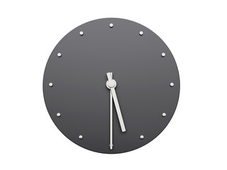 Simple clock gray 5:30 o'clock or Five Thirty o'clock Modern Minimal Clock. 3D illustration