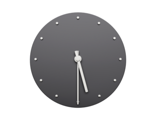 Simple clock gray 5:30 o'clock or Five Thirty o'clock Modern Minimal Clock. 3D illustration