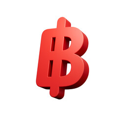 Baht icon, Red 3d style 3d illustration