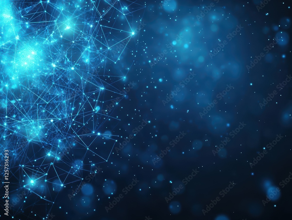 Poster Abstract background featuring connected lines and dots in a network design for digital communication concepts