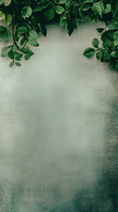 Lush green leaves frame textured green backdrop